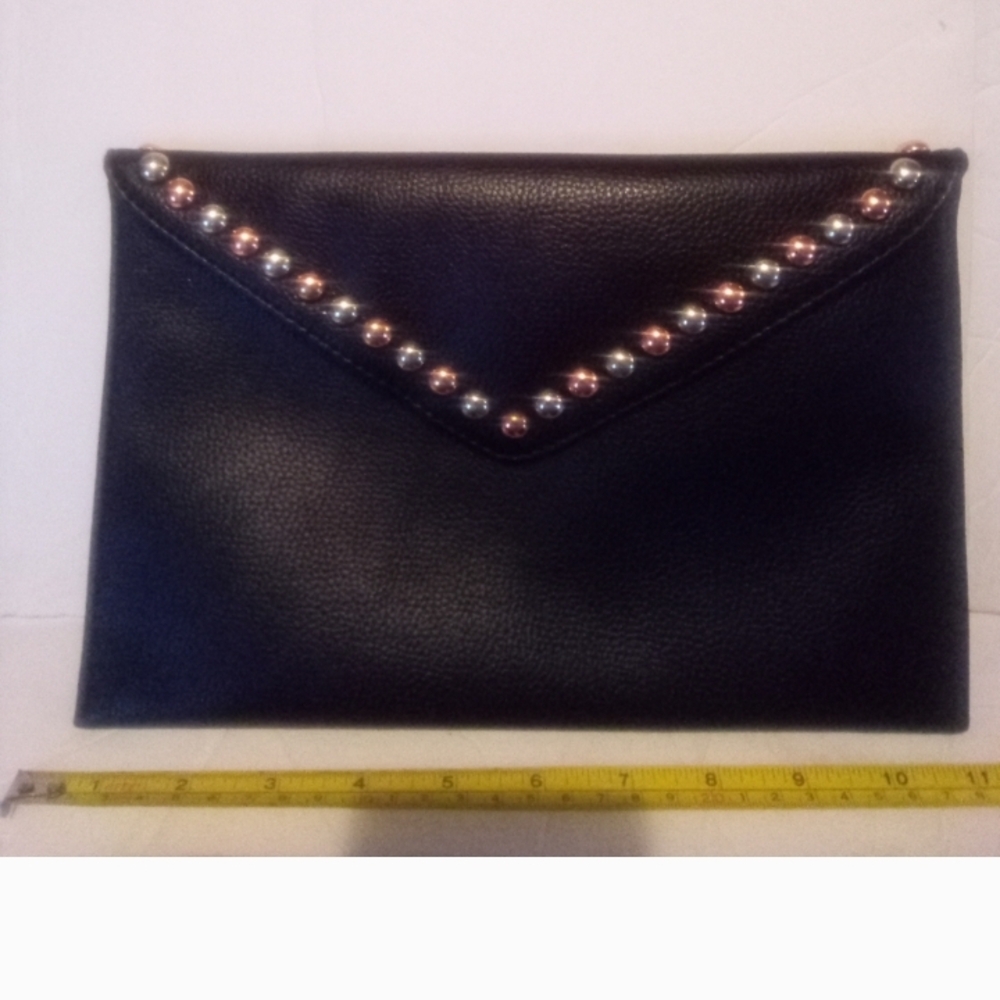 Elegant Black Clutch with Silver Accents